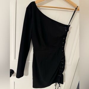 Missguided Black One Shoulder Mini Dress